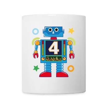 Petit robot 4ème anniversaire - Mug blanc - blanc - Devant