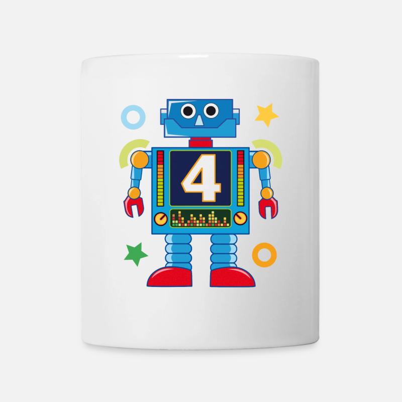 Kleiner Roboter 4. Geburtstag - Tasse - Weiß