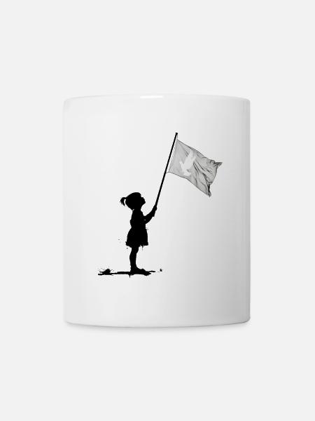 Friedenstaube Flaggenmotiv - Tasse - Weiß