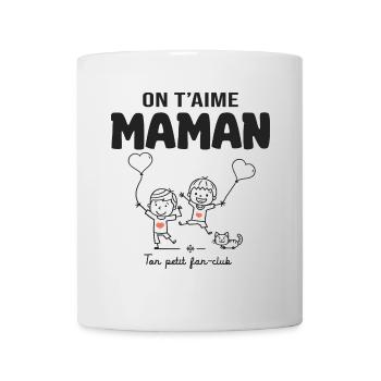 aime maman cadeau maman 2 garçons fête des mères - Mug blanc - blanc - Devant