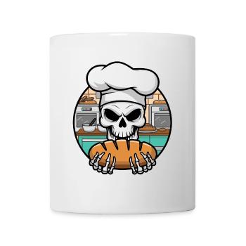 Lustiger Bäcker Skull mit Brot. Alter Mann backt - Tasse - Weiß - Vorne