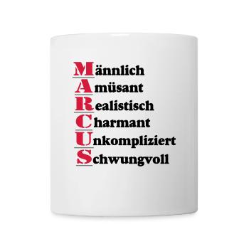 Marcus Vorname,Namensschild,Name,Fun Shirt (25) - Tasse - Weiß - Vorne