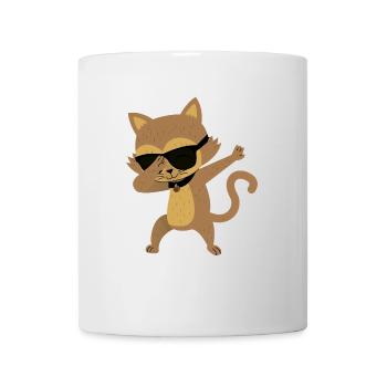 Funny cat with sunglasses is posing dabbing - Mug - white - Front