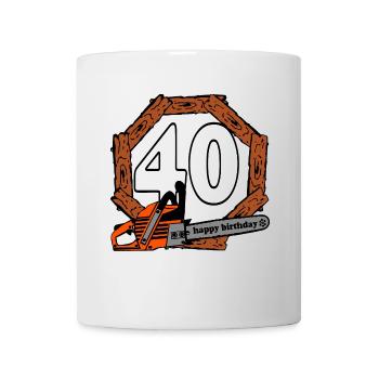 40th Birthday,Chainsaw,Firewood,40 Years (25) - Mug - white - Front