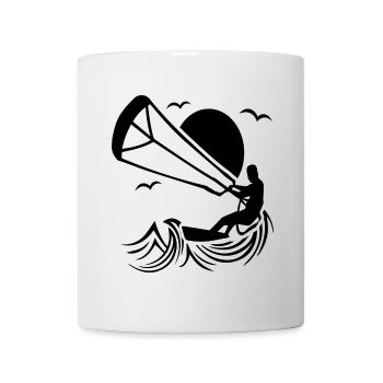 Kitesurfer Silhouette, Kiten Abenteuer Design - Tasse - Weiß - Vorne