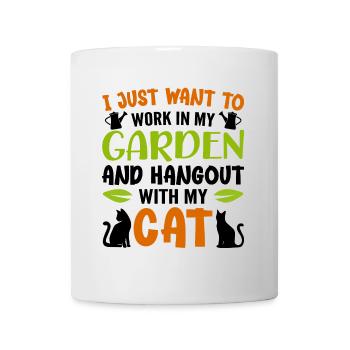I Just Want Work In My Garden And Hangout My Cats - Mug blanc - blanc - Devant