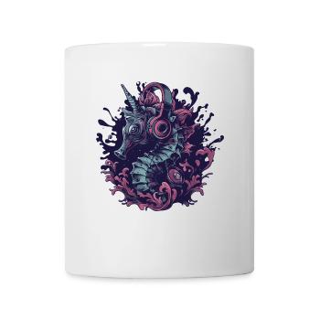 Une licorne hippocampe écoute de la musique - Mug blanc - blanc - Devant
