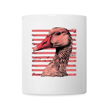 Gans mit vintage pinken Streifen - Tasse - Weiß - Vorne