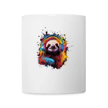 Faultier hört Musik mit Kopfhörern - Tasse - Weiß - Vorne