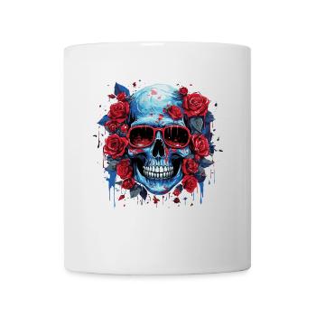 Crâne de fleur souriante - Mug blanc - blanc - Devant