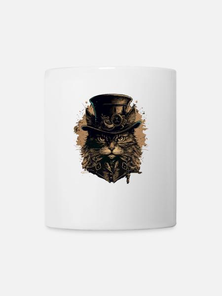 Chat Steampunk - Mug blanc - blanc