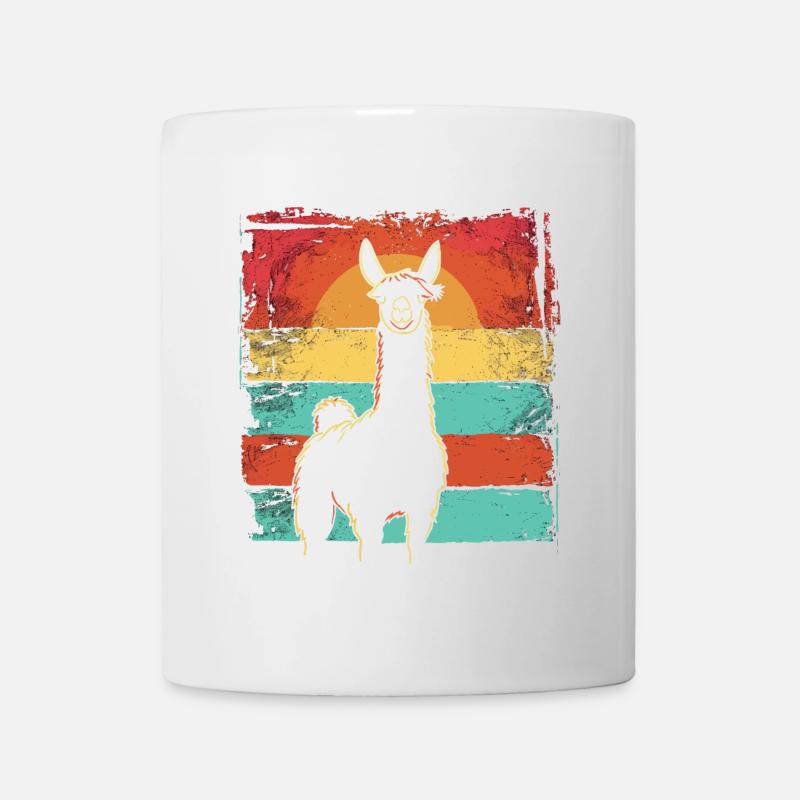 Lama Alpaka Vintage - Tasse - Weiß