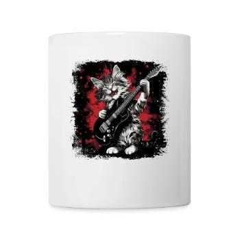 Cat plays guitar - Mug - white - Front