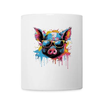 Funny piglet with sunglasses - Mug - white - Front