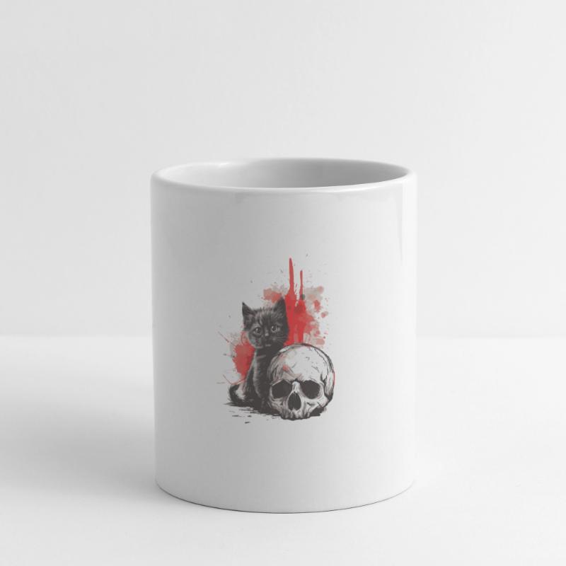Cute Emo Gothic Kitten and Skull Mug