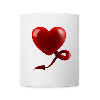 Herz mit Teufelsschwanz - Tasse - Weiß - Vorne