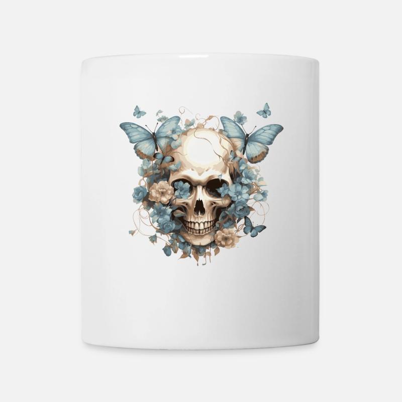 Schmetterlinge und Schädel - Tasse - Weiß