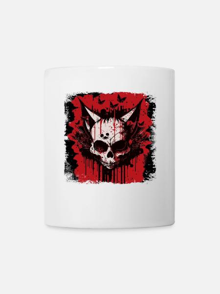 Crâne de chat zombie - Mug blanc - blanc