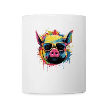 Funny piglet with sunglasses - Mug - white - Front
