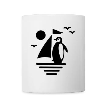 Pingouin Voilier Silhouette Minimaliste - Mug blanc - blanc - Devant
