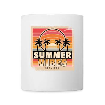 Summer Vibes: Retro Palm Trees at Sunset - Mug - white - Front