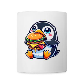 mignon pingouin burger dessin animé restauration rapide - Mug blanc - blanc - Devant