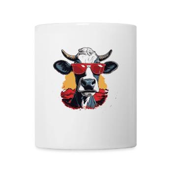 A cow with sunglasses in the mountains - Mug - white - Front