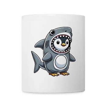 Süßer Pinguin Hai lustiger Cartoon Kostüm - Tasse - Weiß - Vorne