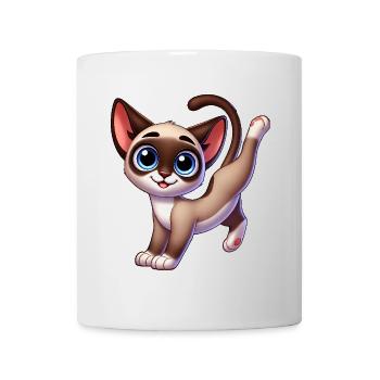 mignon chat siamois breakdance équilibre sur les mains dessin animé - Mug blanc - blanc - Devant