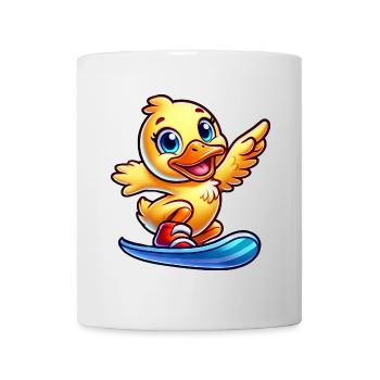 Süße Ente Cartoon Surfer Snowboarder - Tasse - Weiß - Vorne