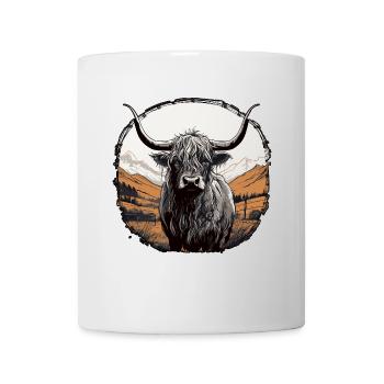 Schottisches Hochlandrind - Tasse - Weiß - Vorne