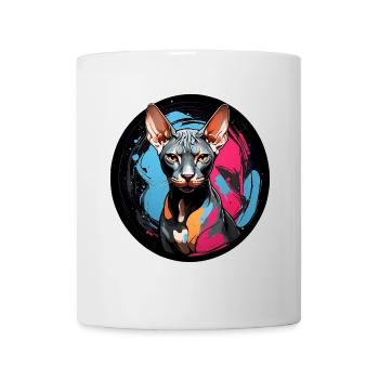 Sphynx cat portrait in watercolor technique - Mug - white - Front