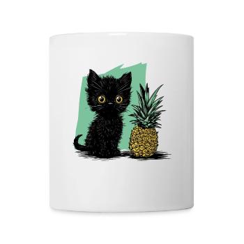 Ananas und Kätzchen - Tasse - Weiß - Vorne