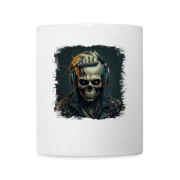 Cyborg Zombie Skull Disc Jockey - Mug blanc - blanc - Devant
