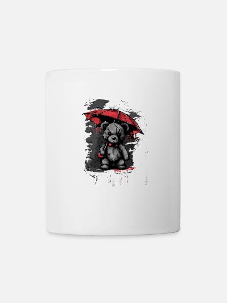 Niedlicher Teddybär mit Regenschirm - Tasse - Weiß