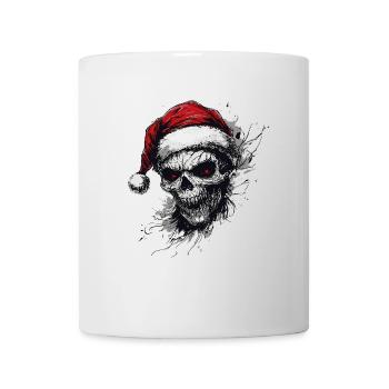 Schädel mit Weihnachtsmütze - Tasse - Weiß - Vorne