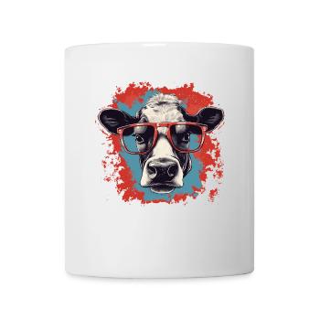 Vache avec des lunettes de nerd - Mug blanc - blanc - Devant
