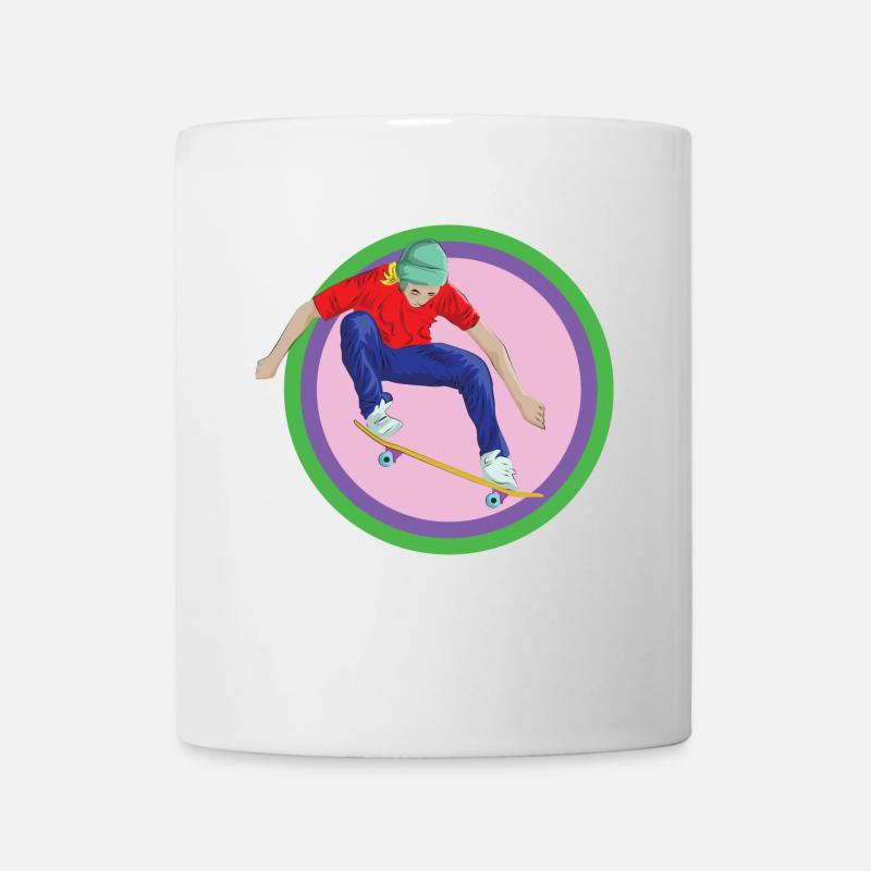 Skateboard Skater Halfpipe Stunt Backflip Board - Mug - white