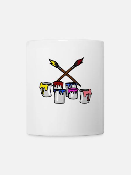 pinceau couleur peintre artiste Travail - Mug blanc - blanc