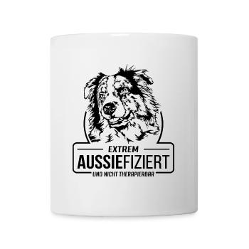 AUSSIEFIZIERT Australian Shepherd Hunde Wilsigns - Tasse - Weiß - Vorne