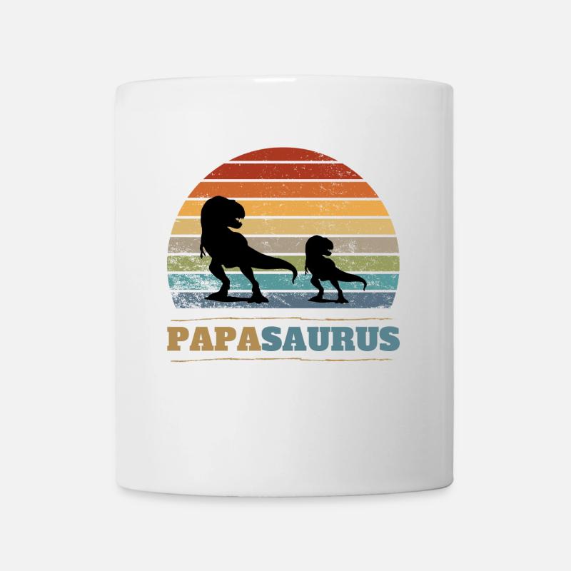 Papa Saurus Vatertag Geburtstag Dino Papasaurus - Tasse - Weiß