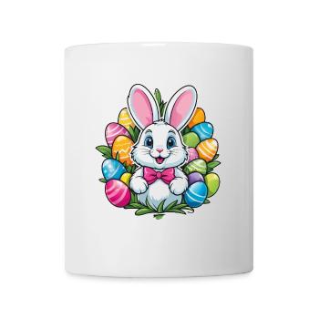 Funny little easter bunny with colorful eggs - Mug - white - Front
