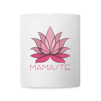 Mamaste, fleur de lotus rose avec lettrage - Mug blanc - blanc - Devant