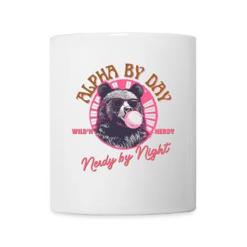 Bear with pink chewing gum and sunglasses - Mug - white - Front