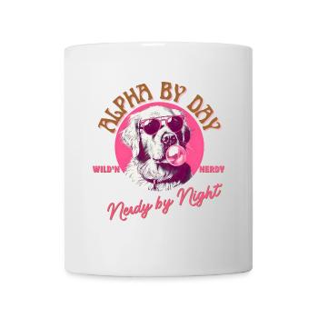 Labrador avec lunettes de soleil et chewing-gum rose - Mug blanc - blanc - Devant