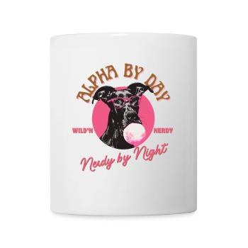 Deutsche Dogge mit Brille und Kaugummi - Tasse - Weiß - Vorne