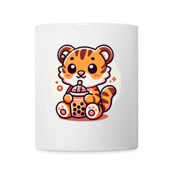 Süßer Tiger Boba Tee Illustration - Tasse - Weiß - Vorne