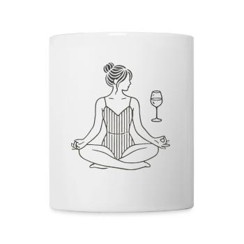 Serenity Pose with Wine Minimalist Art - Mug - white - Front