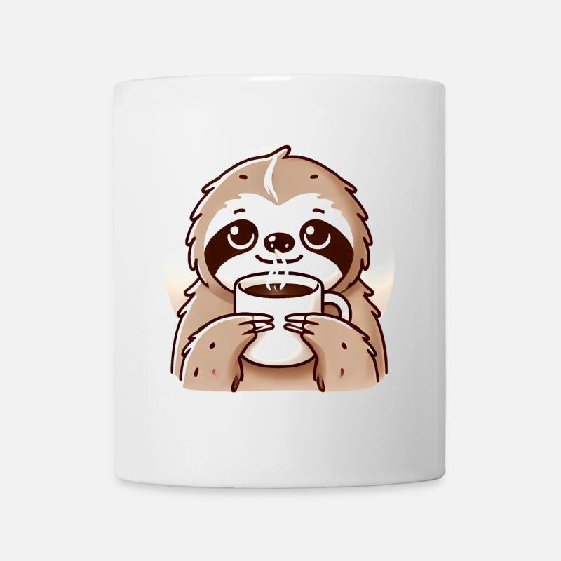 Gemütliches Faultier Kaffee Illustration - Tasse - Weiß