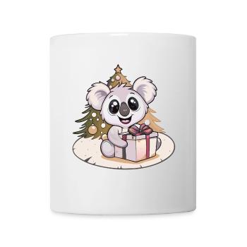 Niedlicher Koala mit Geschenk an Weihnachten - Tasse - Weiß - Vorne